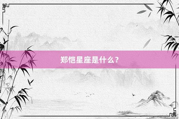 郑恺星座是什么？